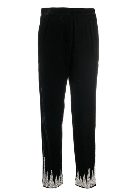 Pantaloni decorati con perline in nero - donna